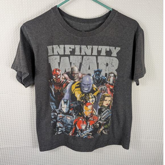 Marvel Avengers Infinity War T-Shirt M Gray Graphic Tee Iron Man Thor Thanos - Picture 1 of 4